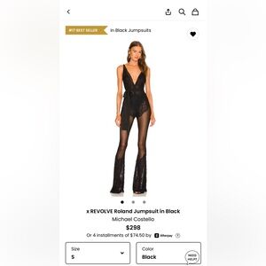 Michael Costello X Revolve Roland Black Lace Jumpsuit. Like new only worn once.